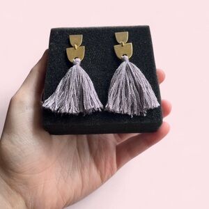 Gold and Purple Tassel Earrings